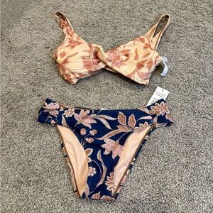 Cupshe Floral Bikini Set in Pink and Blue